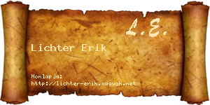 Lichter Erik névjegykártya